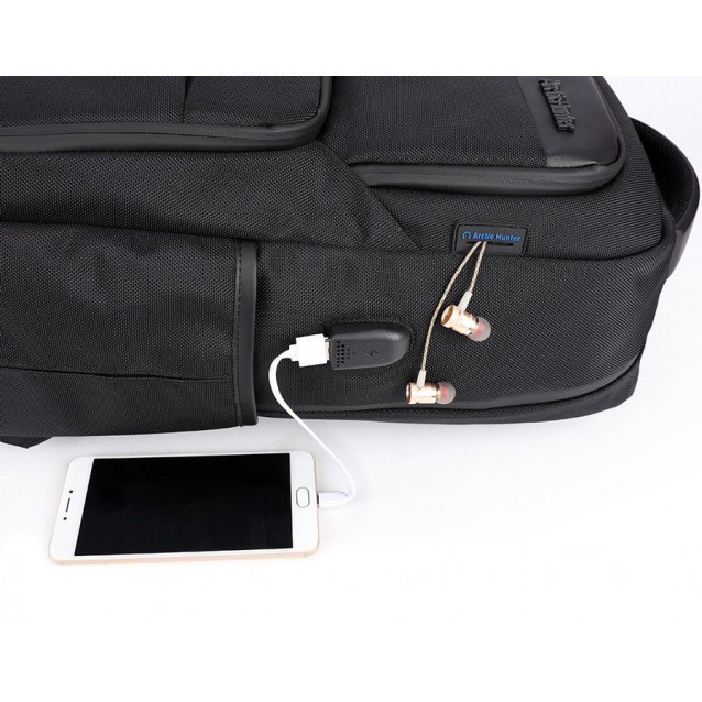 ARCTIC HUNTER τσάντα πλάτης B00113C-BK με θήκη laptop, USB, μαύρη