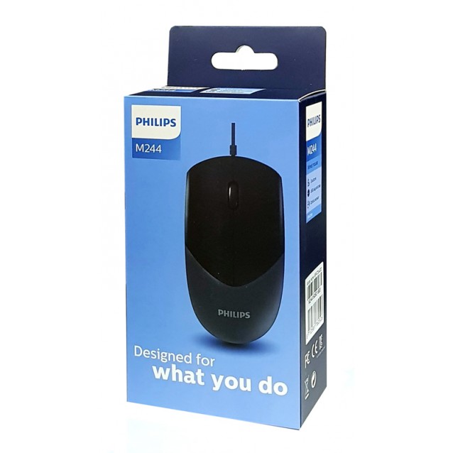 PHILIPS ενσύρματο ποντίκι SPK7244, 1000DPI, USB, 3 πλήκτρα, μαύρο