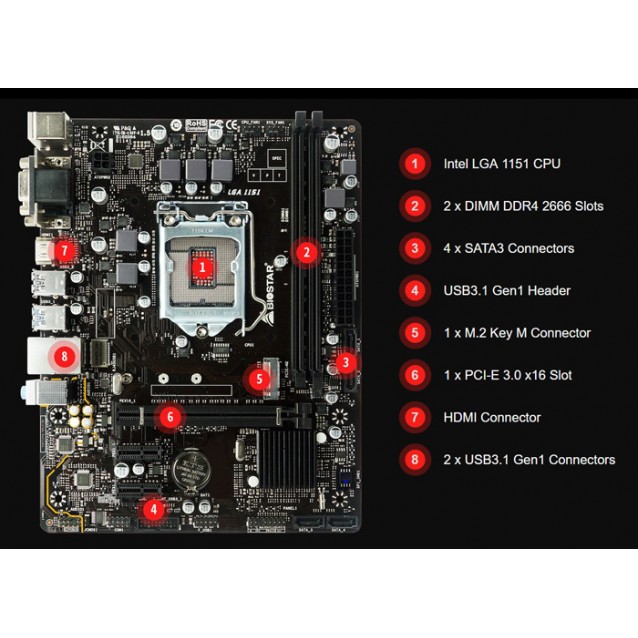 BIOSTAR Μητρική H310MHD, 2x DDR4, s1151, USB 3.1, HDMI, mATX, Ver. 6.0