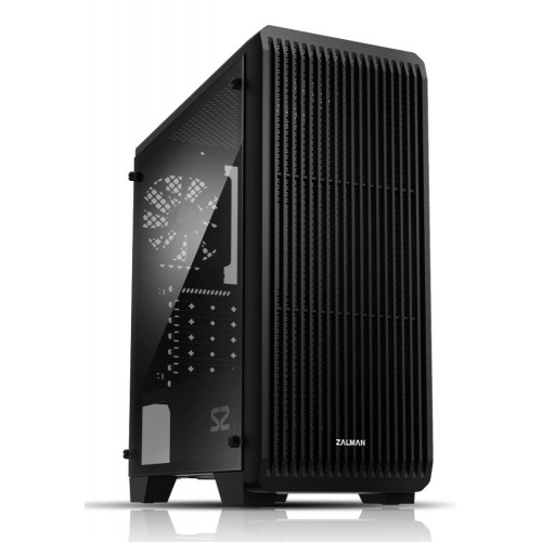 ZALMAN PC case S2 TG, mid tower, 412x189x451mm, 3x fan, διάφανο πλαϊνό